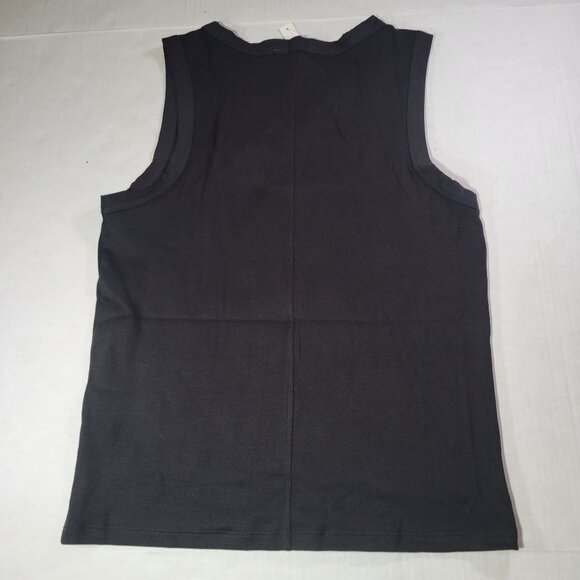 Madewell Black Generative Supima Cotton-Blend Sleeveless V-Neck Tank Top Size L - Picture 6 of 6